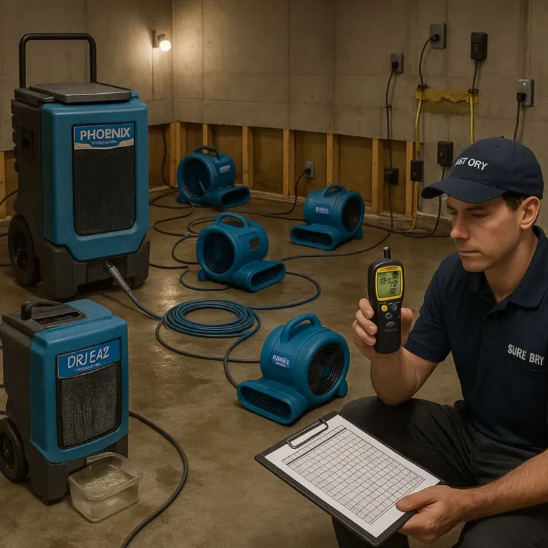 Structural Drying and Dehumidification process in Fort Irwin, CA